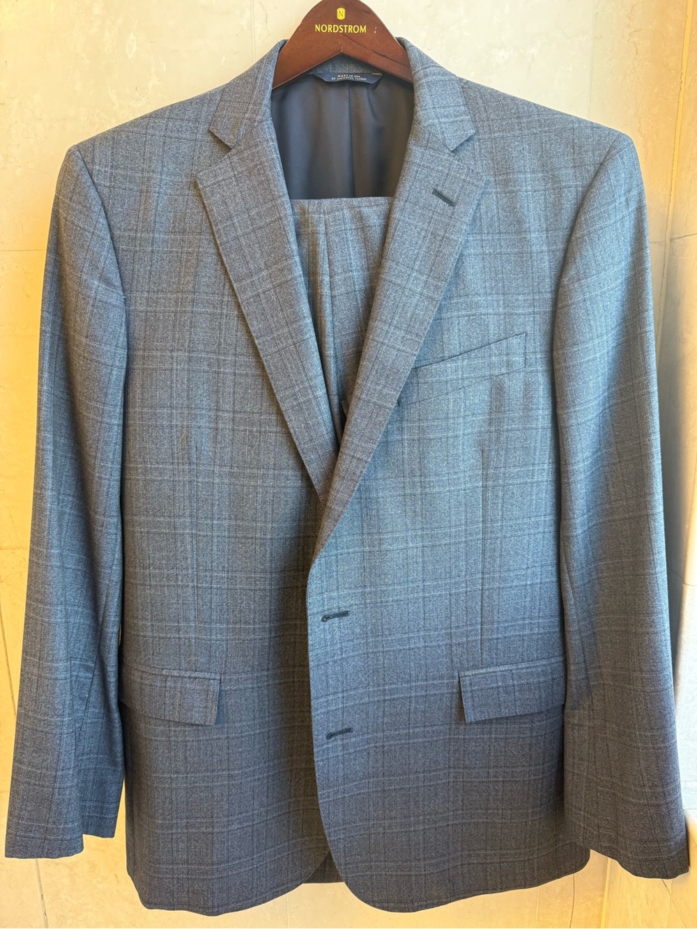 Brooks Brothers Gray Plaid Two-Button Wool Blend 2 piece Suit